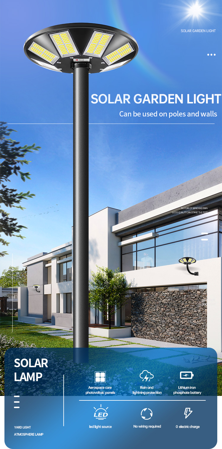 Round UFO Multi Angle Illumination LED Solar Street Light Park Road IP65 Park Road Courtyard Led.jpg